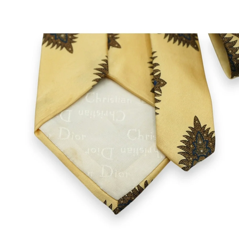 CHRISTIAN DIOR MONSIEUR Yellow  Tie 100% Silk Men's‎ ~ 57